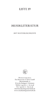 Download Liste 19 – Musikliteratur (mit Kulturgeschichte)